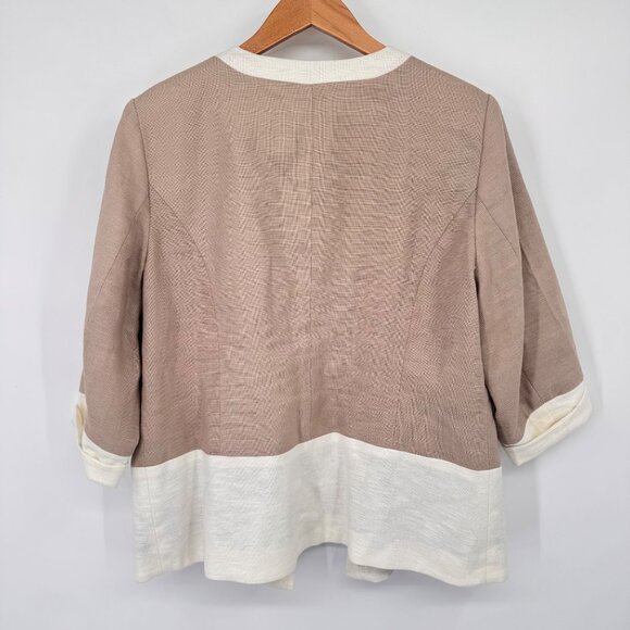 Chicos 2 Open 3/4 Sleeve Jacket Animal Print Lining Size large Beige - Picture 7 of 10